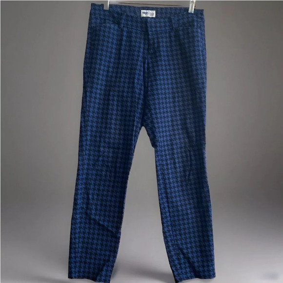 OLD NAVY size 2 Black & Royal Blue houndstooth PIXIE crop pants Stretch - Picture 2 of 11